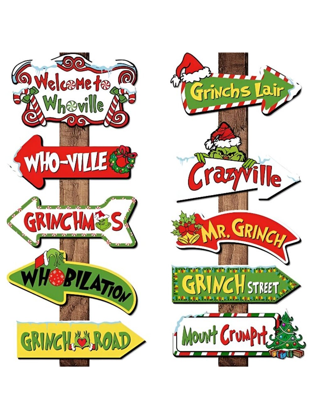 20Pcs Christmas Decoration Greenchmas Welcome to Whoville Yard Sign Greenchmas